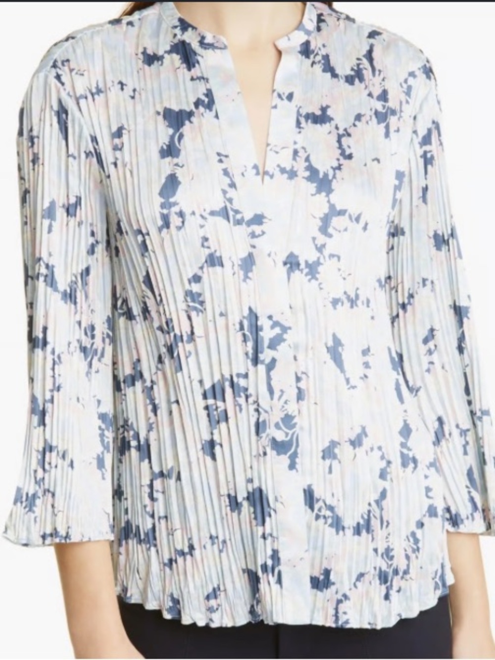 Vince Lotus Pleated Satin Blouse
